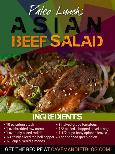 Paleo Lunch Asian Beef Salad Image with Ingredients