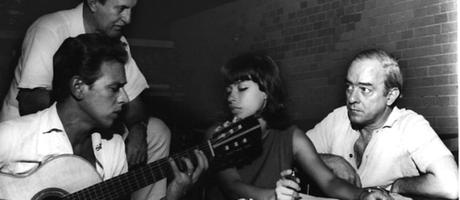 Carlos Lyra (left) with Aloysio de Oliveira, Nara Leao & Vinicius (1963)