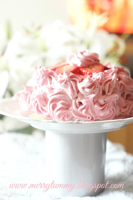 Pink Rose Cake: Vanilla Fresh Cream Cake: Sponge Cake: Eggless Baking