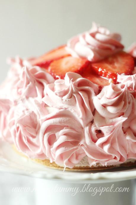 Pink Rose Cake: Vanilla Fresh Cream Cake: Sponge Cake: Eggless Baking