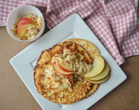 Gluten free pancakes with tahini and apple