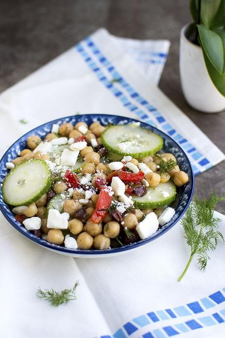 Greek style Cucumber & Chickpea Salad