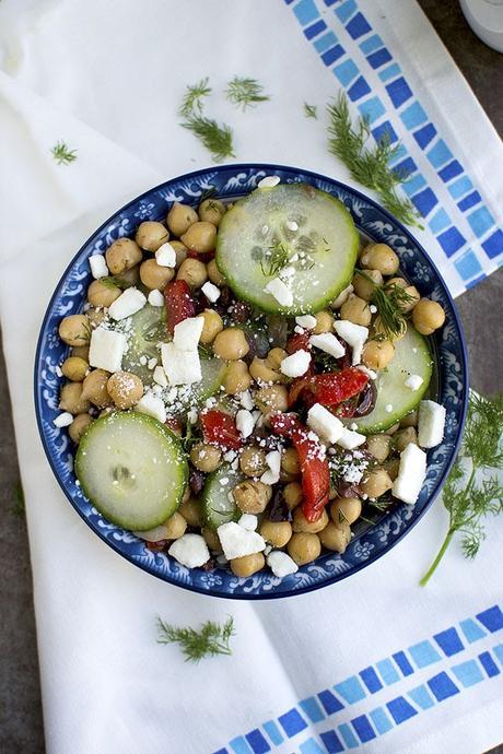 Greek style Cucumber & Chickpea Salad