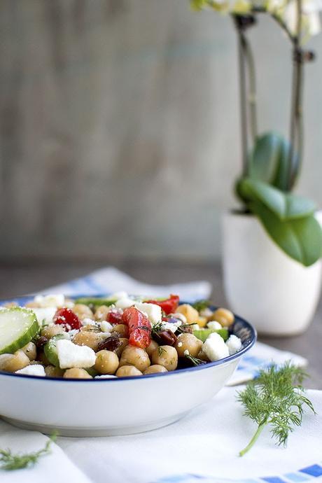 Greek style Cucumber & Chickpea Salad