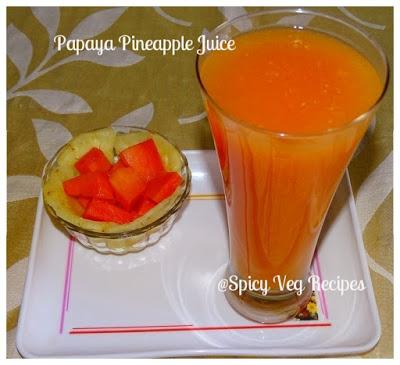 Beverages, Fusion, Summer Drinks,15 Minutes Recipes, beverages and drinks, Breakfast N Snacks, Miscellaneous, North,Indian, Quick Recipes, Regional Indian Cuisine,Papaya Pineapple Juice/ How to make Papaya Pineapple Juice/Papaya Pineapple JuiceRecipe,Papaya, pineapple, juice