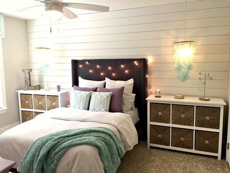 Teen Gray, Turquoise, and Lavender Bedroom Makeover!!
