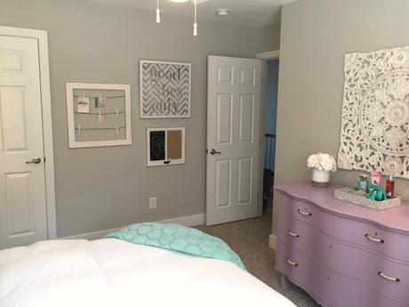 Teen Gray, Turquoise, and Lavender Bedroom Makeover!!