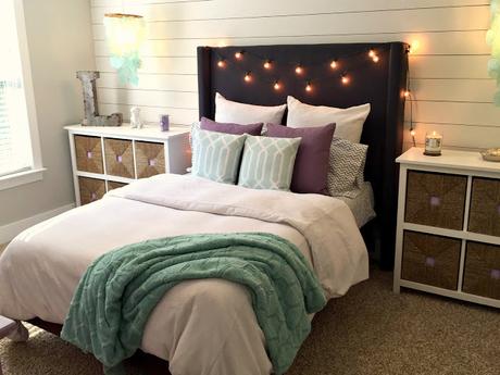 Teen Gray, Turquoise, and Lavender Bedroom Makeover!!