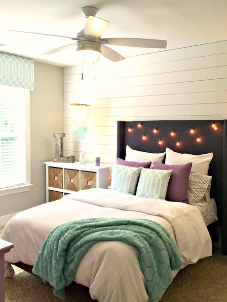 Teen Gray, Turquoise, and Lavender Bedroom Makeover!!