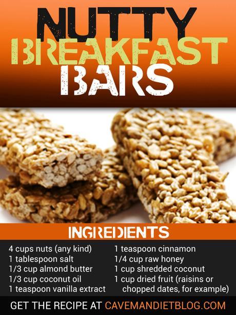 Paleo Breakfast Nutty Breakfast Bars Image with Ingredients