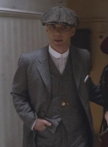 Peaky Blinders – Tommy’s Gray Striped Flannel Suit Cillian Murphy as Tommy Shelby on the third episode of Peaky Blinders.