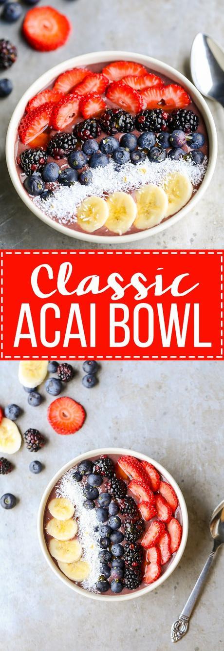 This recipe for a Classic Acai Bowl has only three ingredients and is so delicious! You're missing out if you haven't jumped on this easy breakfast trend.