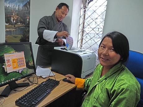 Making stamps in Bhutan