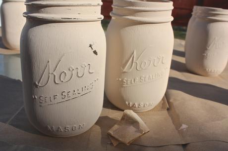 How To : Rustic Painted Mason Jars + Orange Easter Florals