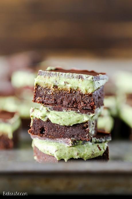 These Mint Chocolate Chip Brownies are ultra rich and fudgy with a mint chocolate chip topping! They are gluten-free, refined sugar-free + Paleo-friendly, and you'll never guess healthy ingredient they contain.