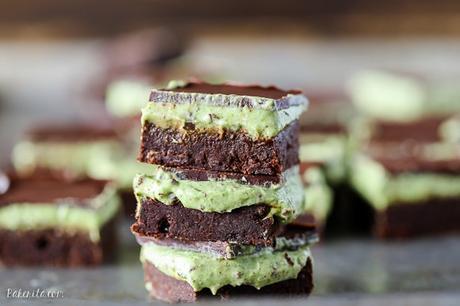 These Mint Chocolate Chip Brownies are ultra rich and fudgy with a mint chocolate chip topping! They are gluten-free, refined sugar-free + Paleo-friendly, and you'll never guess healthy ingredient they contain.