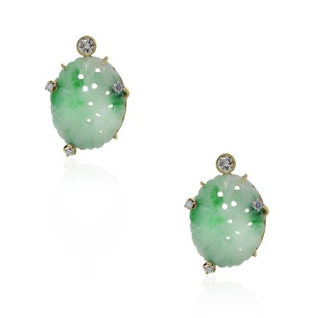 Jade and diamond earrings