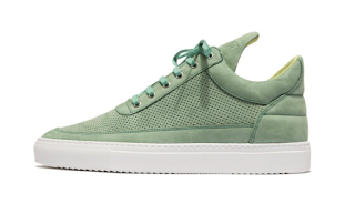 Green All Around: Filling Pieces Low-Top Tone Perforated Mint Sneaker