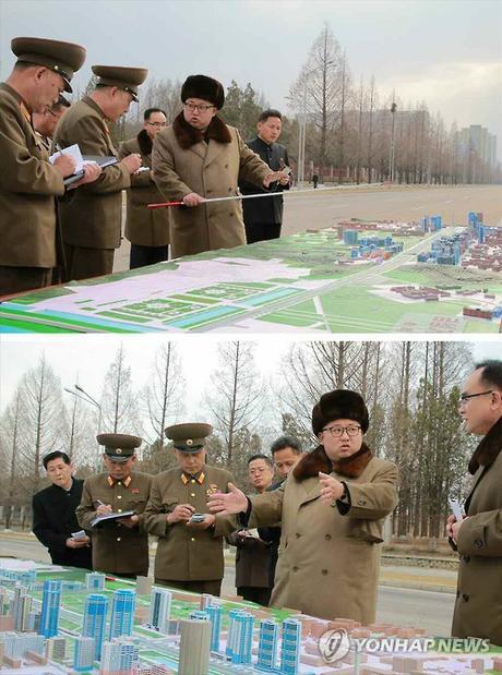 Kim Jong Un issues instructions about the layout and design of Ryomyo'ng Street in Pyongyang (Photo: KCNA-Yonhap).