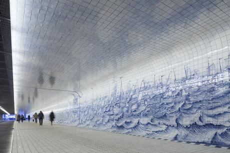 Dutch tunnel with 80,000 Delft blue tiles.