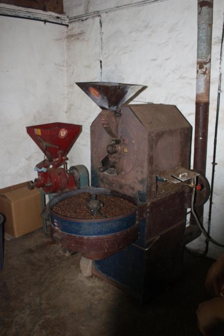 The grinding and roasting room; the best smelling place in the universe