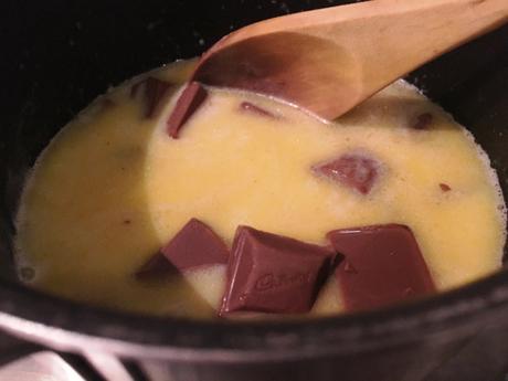 melting cadbury chocolate milk and butter for icing recipe creme egg cake