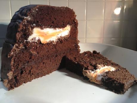 giant creme egg cake with sugar fondant white and orange filling home baking recipe make your own cadbury chocolate