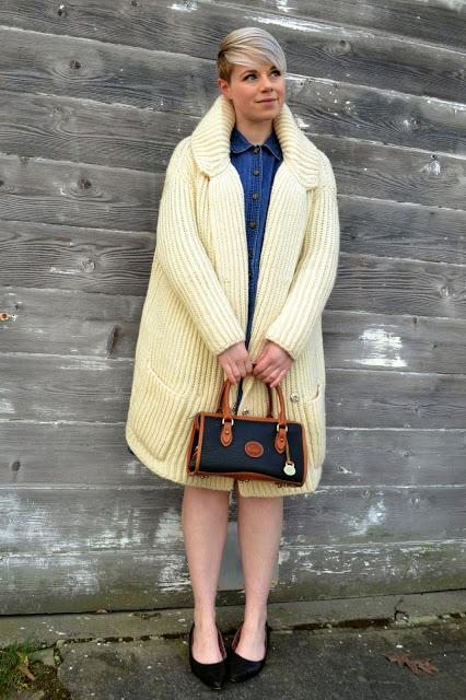 Look of the Day: Denim Dress & Miu Miu Sweater