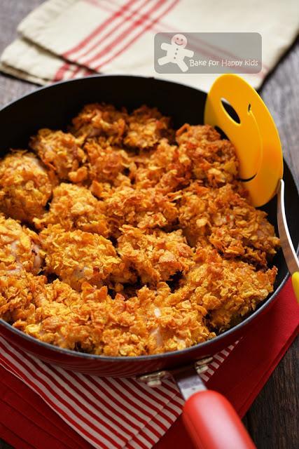 unfried chicken oven baked buttermilk cornflakes Bobby Deen