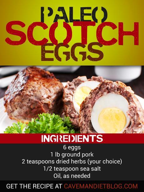 Paleo Breakfast Scotch Eggs Recipe Image with ingredients