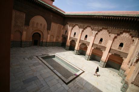 The courtyard of Marrakech's Ben Youssef Madarsa