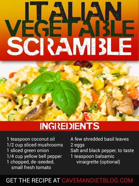 Paleo Breakfast Italian Vegetable Scramble Image with Ingredients