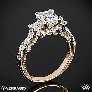 20k Rose Gold Verragio INS-7074P Beaded Braid Princess 3 Stone Engagement Ring at Whiteflash