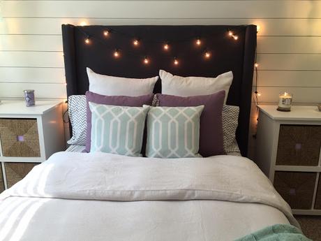 Behind the scenes: Creating the Fabric Covered Headboard and Shiplap Accent Wall!