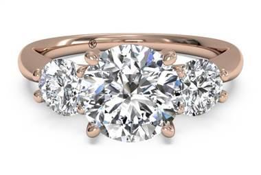 Three-Stone Diamond Engagement Ring - in 18kt Rose Gold (0.50 CTW) at Ritani