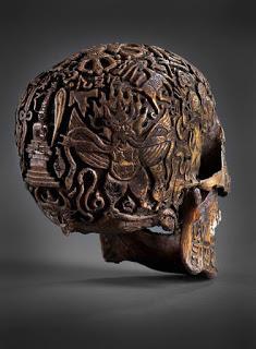 Ancient Kapala Sanskrit Carved Skulls - Kris Kuksi - diversion into more primal carvings