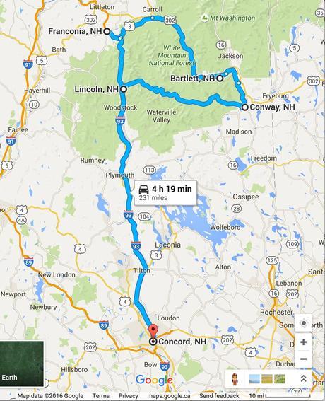 Road Trip Planner White Mountains Map