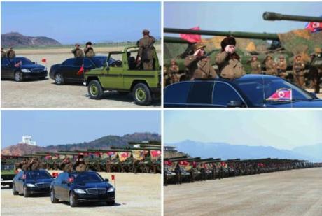 Kim Jong Un participates in a brief ceremony prior to a large scale artillery drill by KPA large combined units (Photos: Rodong Sinmun).