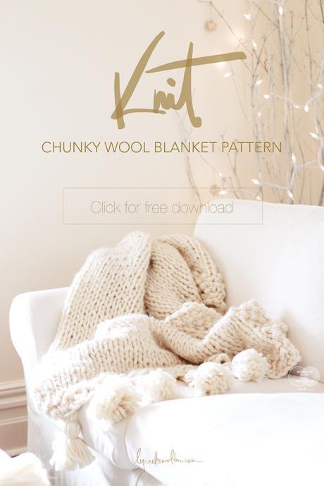 How to knit a Chunky Wool Blanket { Free downloadable pattern }