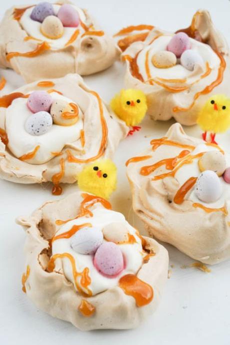 easter caramel meringue nests