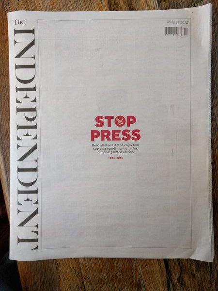 Last Print Copy of The Independent