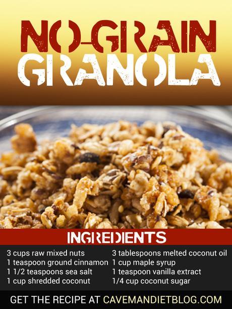 Paleo Breakfast No grain Granola Image with text