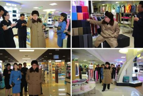 Kim Jong Un tours the Mirae Shop in Pyongyang, accompanied by his wife Ri Sol Ju (Photos: Rodong Sinmun/KCNA).