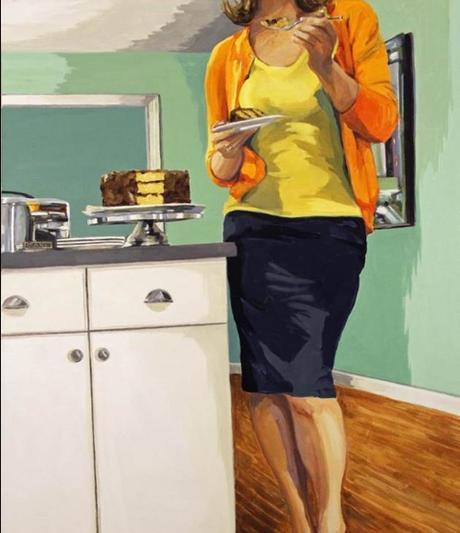 Interior Painting With Woman and Cake By Leslie Graff