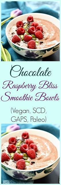 Chocolate Raspberry Bliss Smoothie Bowl (Vegan, Paleo, GAPS)