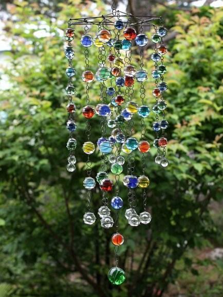 Glass Marbles Used To Make Garden Mobile