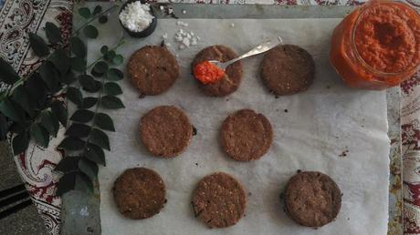 Ragi and Whole Wheat Savory Biscuits with Curry Patta and Sesame Seeds