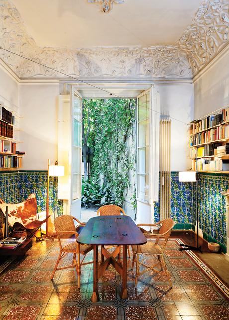 dining room with original tilework