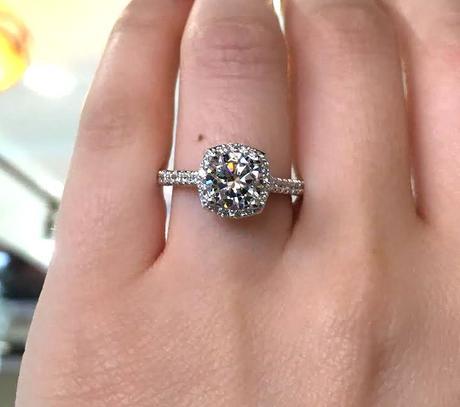 Tacori cushion halo engagement ring from the Petite Crescent Collection
