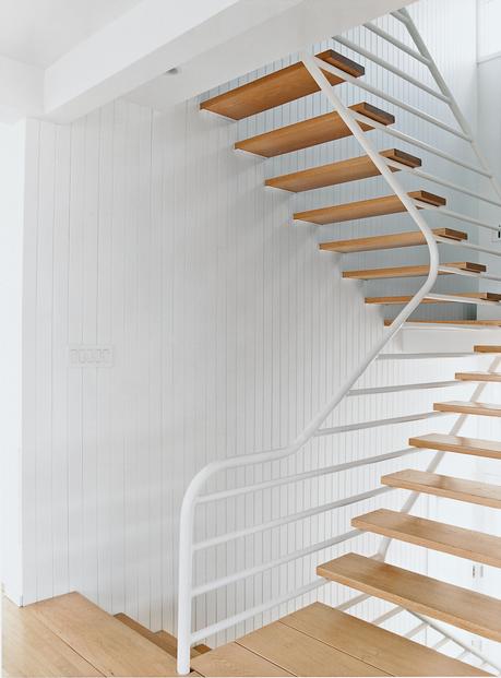 Oak tread cantilever staircase